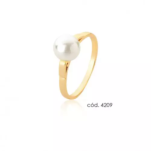 Anel de Pérola Natural em Ouro 18k